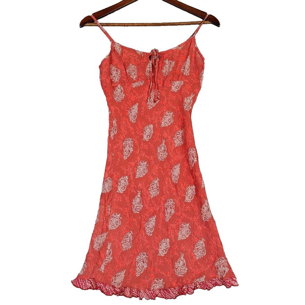 Wet Seal Mini Dress Women's Medium Orange Babydoll Y2K 90s Fairy Boho Romantic